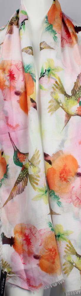Alice & Lily printed  scarf pink hummingbird Style:SC/4656/PNK